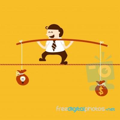 Business Man Stand On Rope Stock Image