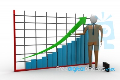 Business Man Standing Near A Financial Graph Stock Image