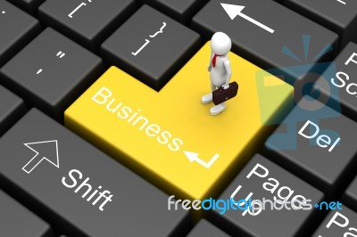 Business Man Standing On Key Board Stock Image