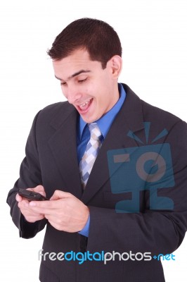 Business Man Typing On Phone Stock Photo