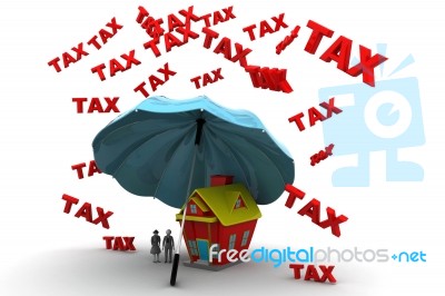 Business Man Under Taxes Rain With Umbrella Stock Image