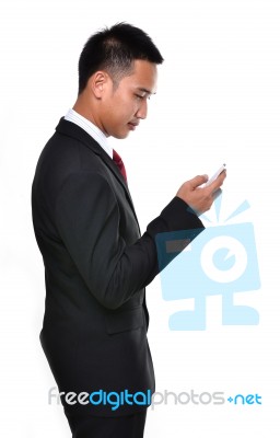 Business Man Use Mobile Phone Stock Photo