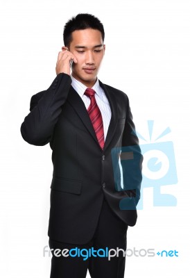 Business Man Use Mobile Phone Stock Photo