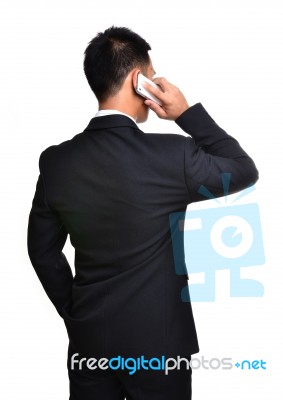 Business Man Use Mobile Phone Stock Photo