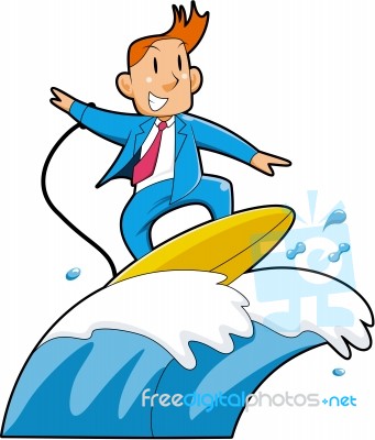 Business Man Water Surfing Stock Image