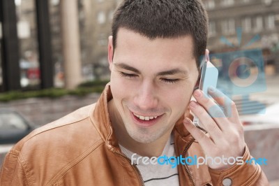 Business Man With A Smart Phone Stock Photo