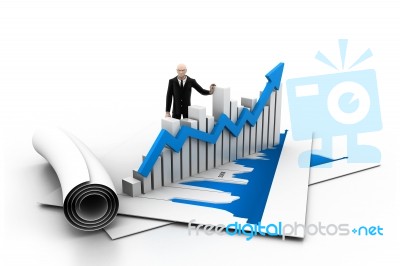 Business Man With Growth Graph Stock Image