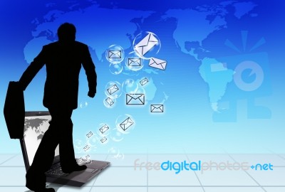 Business Man With World Map Stock Image