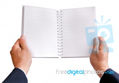 Business Mans Hand With Notebook  Stock Photo