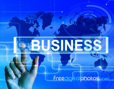 Business Map Displays International Commerce Or Internet Company… Stock Image