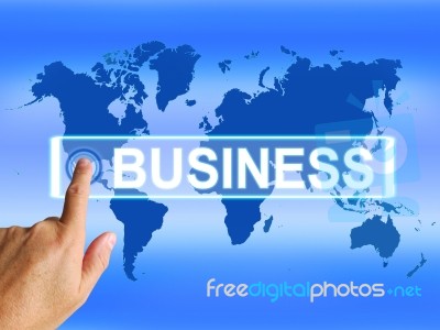 Business Map Represents Worldwide Commerce Or Internet Company Stock Image