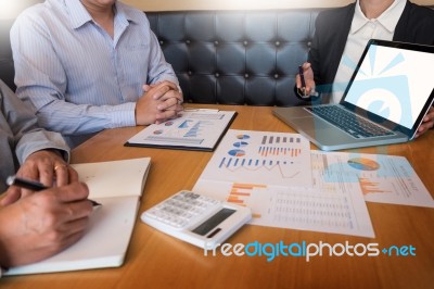 Business Meeting Office. Documents Account Managers Crew Working… Stock Photo