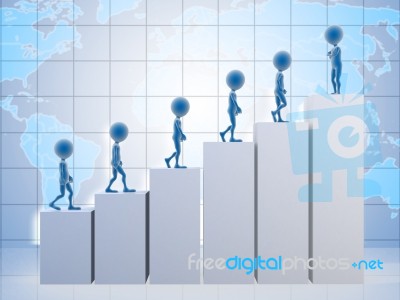 Business Men Climbing On Graph Stock Image