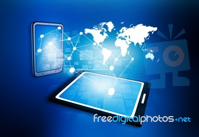 Business Network On Tablet Pc Stock Image