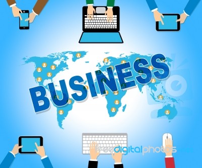 Business Online Represents Web Site And Commerce Stock Image