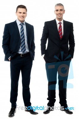 Business Partners Posing Over White Stock Photo