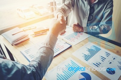 Business People Colleagues Shaking Hands Meting Planning Strateg… Stock Photo