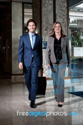 Business People coming to Hotel Stock Photo