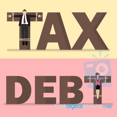 Business People Crucified On Tax And Debt Stock Image