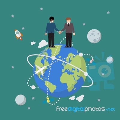 Business People Shaking Hands On Globe Stock Image