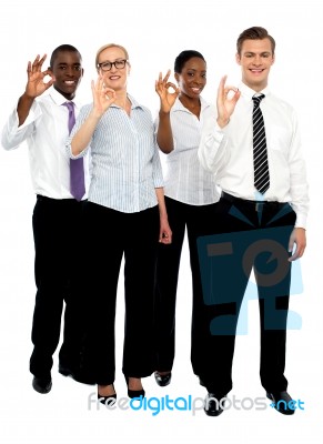 Business People Showing Ok Sign Stock Photo