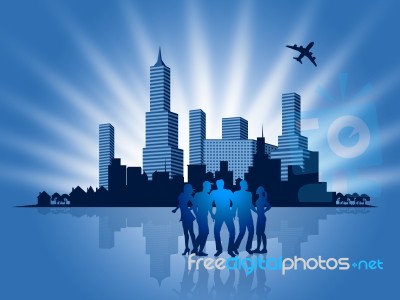 Business People Shows Metropolis Downtown And Businesspeople Stock Image