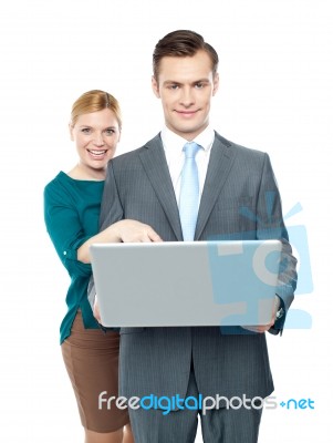 Business People Using Laptop Stock Photo