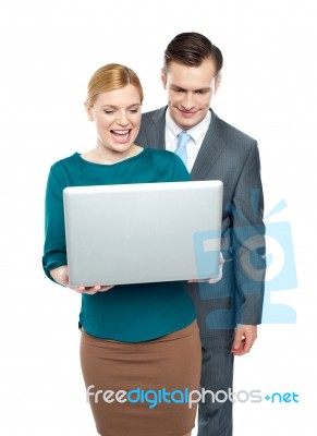 Business People Using Laptop Stock Photo