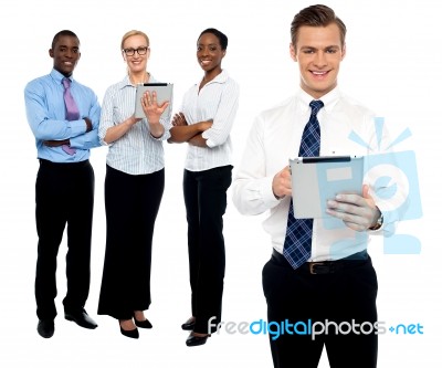 Business People Using tablet pc Stock Photo