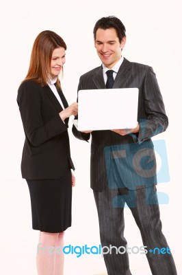 Business People With Computer Stock Photo