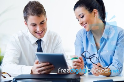 Business People Working In The Office With Digital Tablet Stock Photo