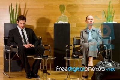 Business Person Waiting In Lobby Stock Photo