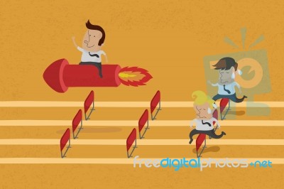 Business Persons Reaching The Goal In A Race Stock Image