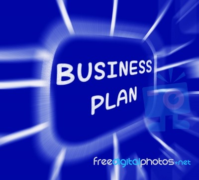 Business Plan Diagram Displays Company Organization And Strategy… Stock Image