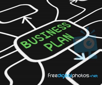 Business Plan Diagram Means Goals And Strategies For Company Stock Image