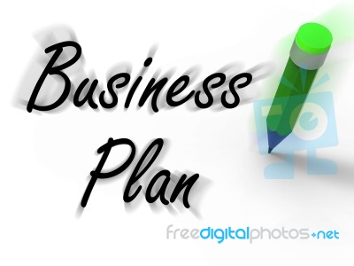 Business Plan With Pencil Displays Written Strategy Vision And G… Stock Image