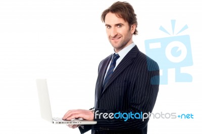 Business Professional Browsing On Laptop Stock Photo