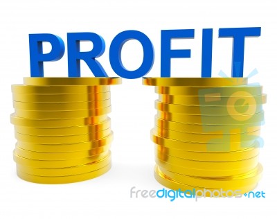 Business Profit Indicates Financial Profitable And Cash Stock Image