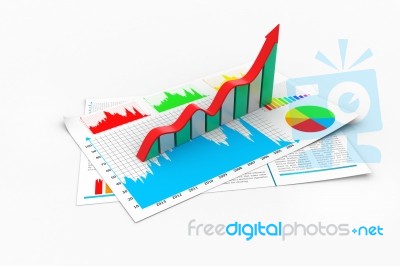 Business Report And Growth Graph Stock Image