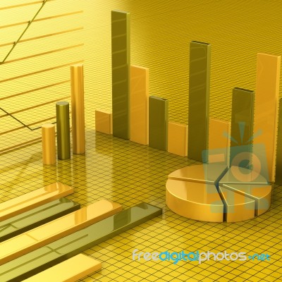 Business Report Shows Financial Infochart And Graphs Stock Image