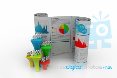 Business Report With Percentage Graph Stock Image