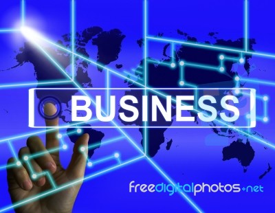 Business Screen Represents International Commerce Or Internet Co… Stock Image