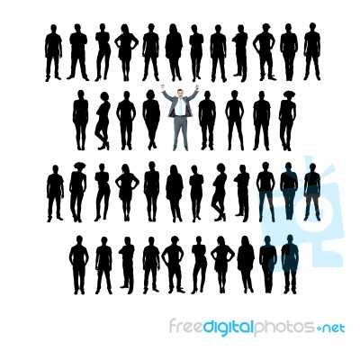  Business Silhouette, White Background Stock Photo