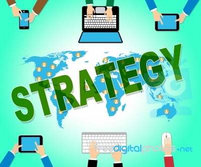 Business Strategy Shows Tactics Plans And Innovation Stock Image