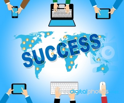 Business Success Shows Web Site And Communication Stock Image