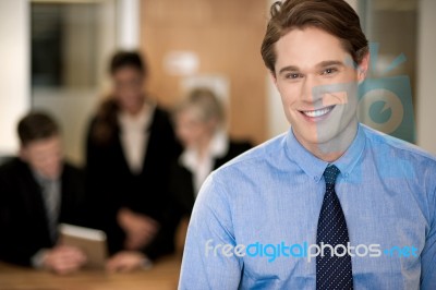 Business Team At Work, Manager In Foreground Stock Photo