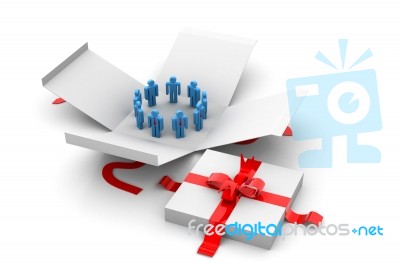 Business Team In Gift Box Stock Image