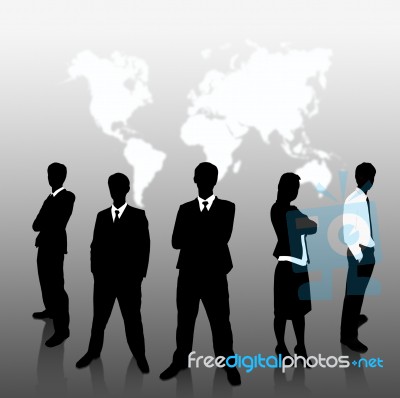 Business Team With World Background Stock Image