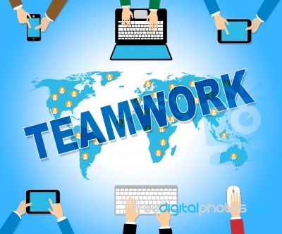 Business Teamwork Shows Web Site And Combined Stock Image