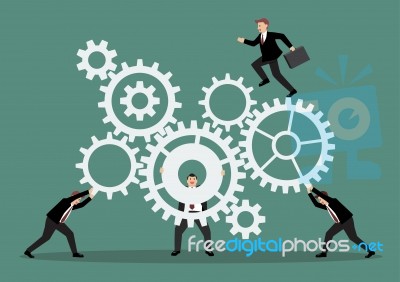 Business Teamwork With Mechanism System Stock Image